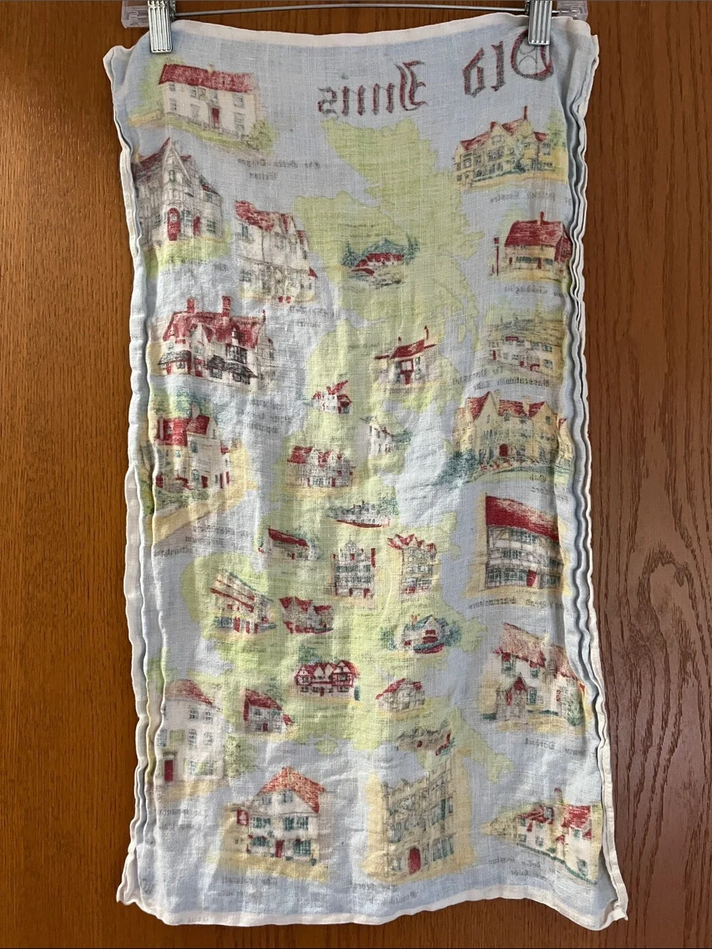 Vintage Ulster Weavers Linen Tea Towel “Old Inns” Made in Ireland - RARE